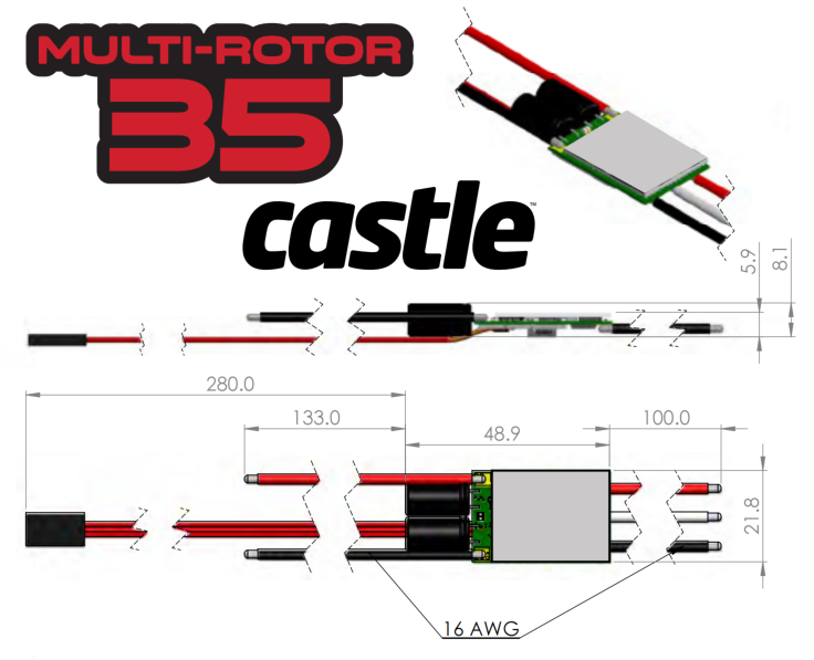 Электронный регулятор скорости Castle Creations QuadPack 35, 35AMP Multi-Rotor (4) Pack